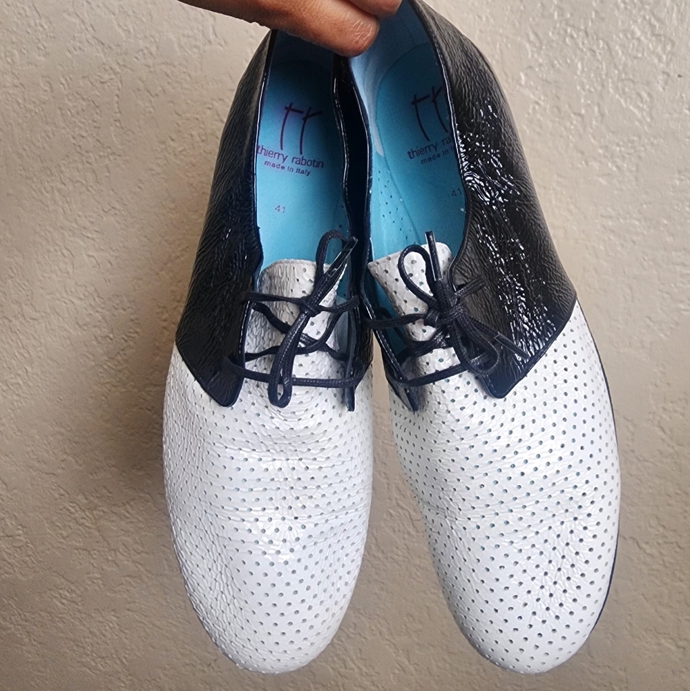 Thierry Rabotin Two-Tone Black and White Saddle Shoes